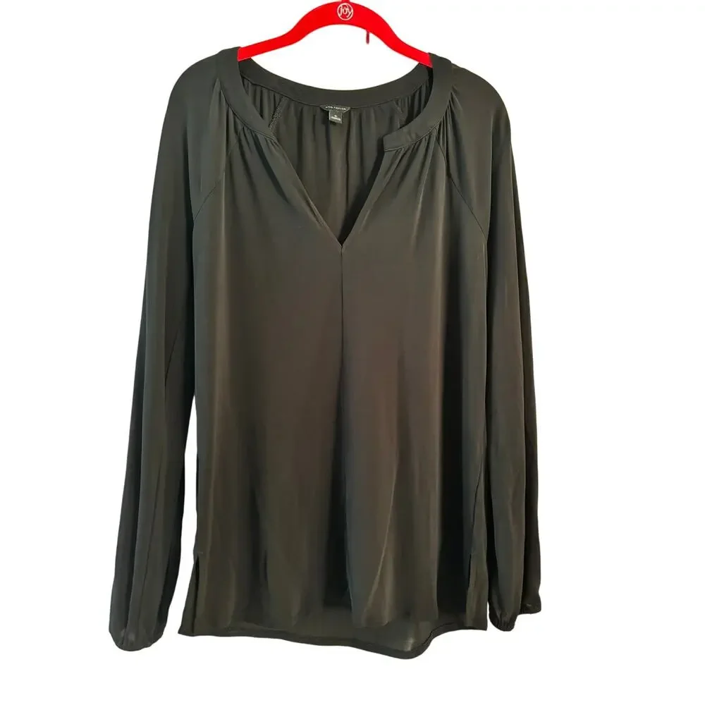 Ann Taylor Black Dress Blouse Shirt Size Small